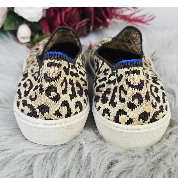 Rothy’s Original Slip On Sneaker Desert Cat Leopard Print Shoes Size 7 Sustainab - Picture 4 of 9